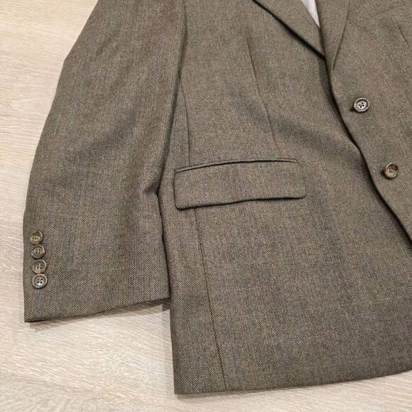 Lauren Ralph Lauren Blazer Men's 44S Brown Notch 100% Wool Formal Office Career - Picture 2 of 9